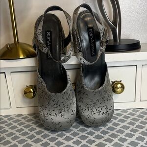 Elegant Silver Floral Mules by Royale